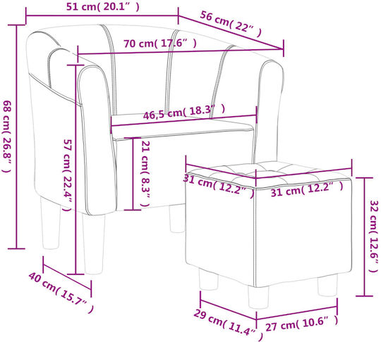 Barrel Sessel mit Fußhocker Samt Dark Green 70x56x68cm