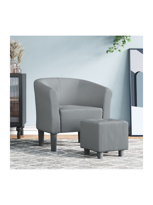 Barrel Sessel mit Fußhocker Light Grey 70x56x68cm