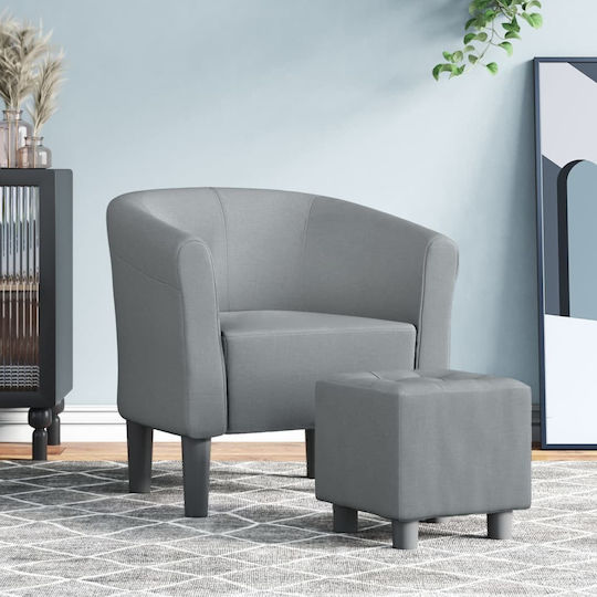 Barrel Sessel mit Fußhocker Light Grey 70x56x68cm