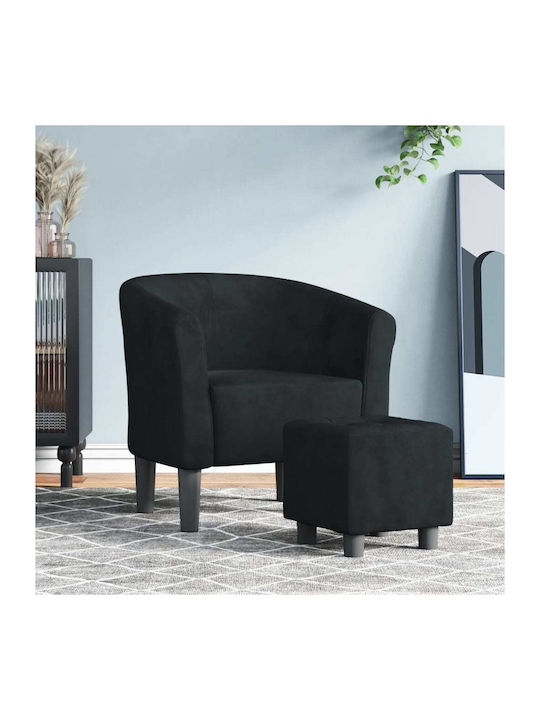 Barrel Armchair with Footstool Black 70x56x68cm
