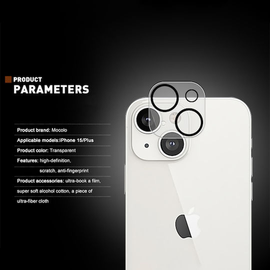 Mocolo Lens Full Camera Protection Membrane Black for the iPhone 15 / 15 Plus