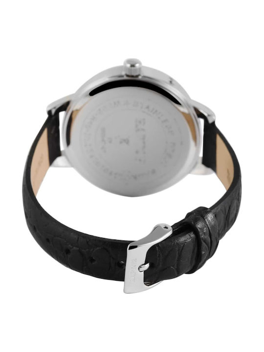 Raptor Γυναικείο Ρολόι 38mm Μπαταρίας με Μαύρο Δερμάτινο Λουράκι