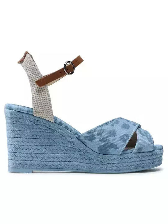 Pepe Jeans Maida Women's Fabric Platform Espadrilles Blue