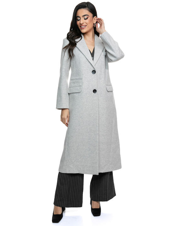 RichgirlBoudoir Women's Long Coat with Buttons grey