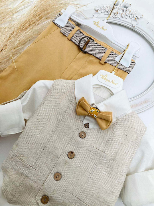 Vintage Soul Boys Baptism Suit 5pcs Yellow