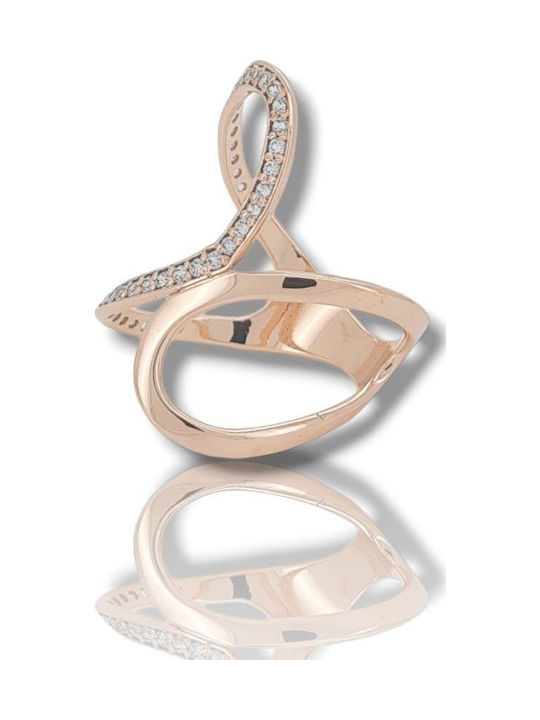 Mentzos Дамски Пръстен с Циркони от Розово злато 14K