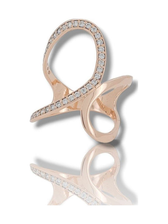 Mentzos Дамски Пръстен с Циркони от Розово злато 14K
