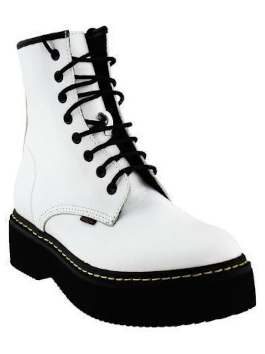 Ragazza R Leather Women's Ankle Boots White