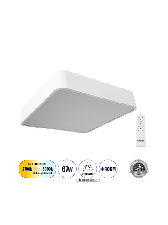 GloboStar Pătrat În aer liber Panou LED Putere 67W cu Alb Cald Lumini 40x40cm.