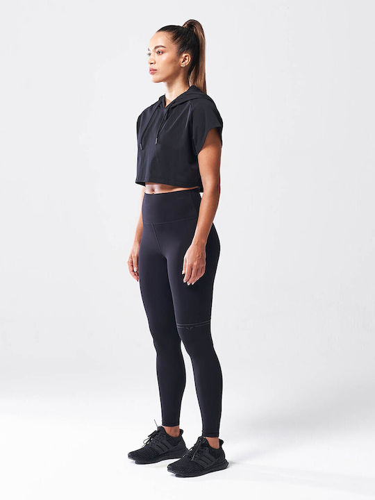 Bluze Damă Sport Crop Top Fără Mânecă Negru
