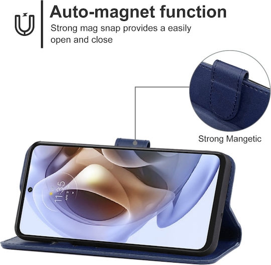 Wallet Δερμάτινο Μπλε (Moto G31)