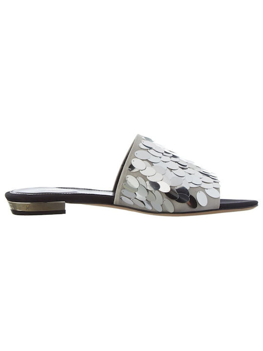 Sebastian Leder Damen Flache Sandalen in Gray Farbe