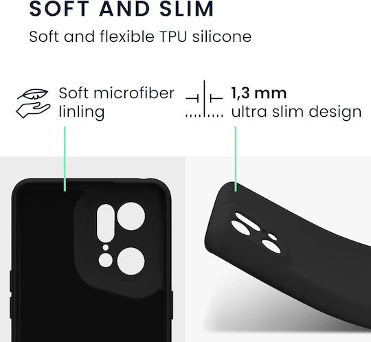 KWmobile Soft Slim Flexible Rubber Umschlag Rückseite Silikon 1.3mm Schwarz (Oppo Find X5 Pro)