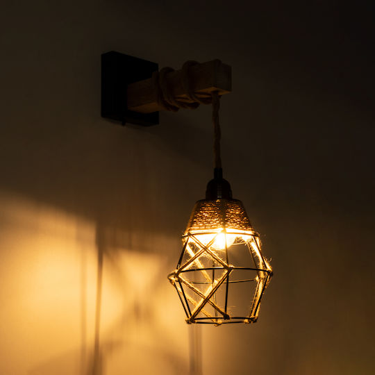 GloboStar Bellariva Vintage Φωτιστικό Τοίχου με Ντουί E27 Μαύρο 30x43εκ.