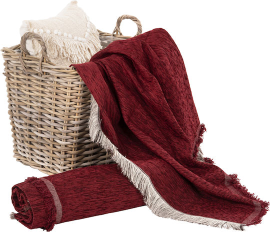 Freebox Dreamtopia Ριχτάρι Τριθέσιου Καναπέ Chenille 170x295εκ. Μπορντό