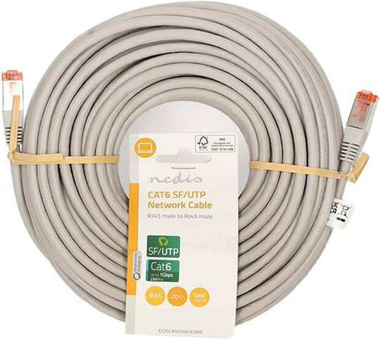 Nedis SF/UTP Cat.6 (Gigabit) Καλώδιο Δικτύου Ethernet 20m Γκρι
