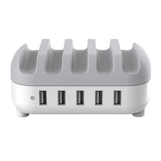 Orico Βάση Φόρτισης με 5 Θύρες USB-A 40W σε Λευκό χρώμα (DUK-5P)
