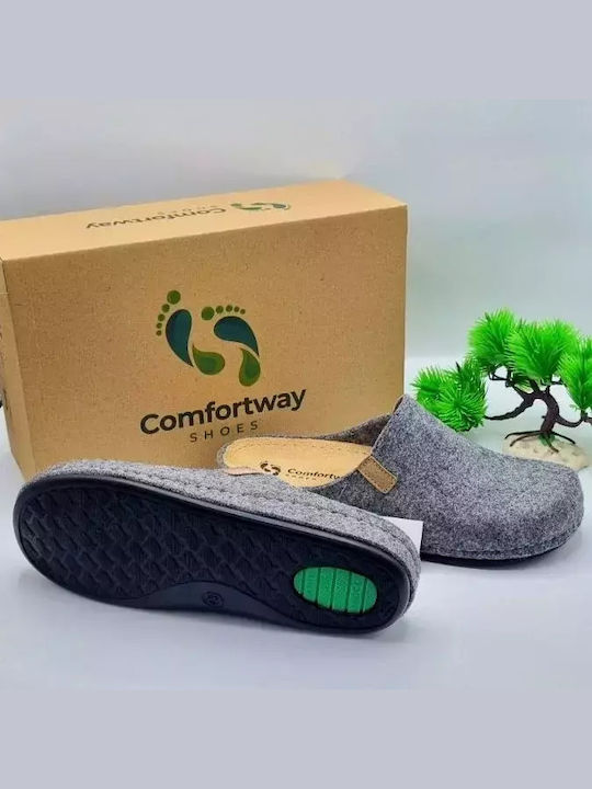 Comfort Way Shoes Winterliche Herrenhausschuhe Gray