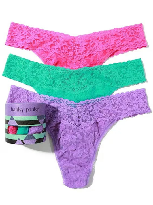 Hanky Panky Γυναικεία String MultiPack με Δαντέλα MULTICOLOR