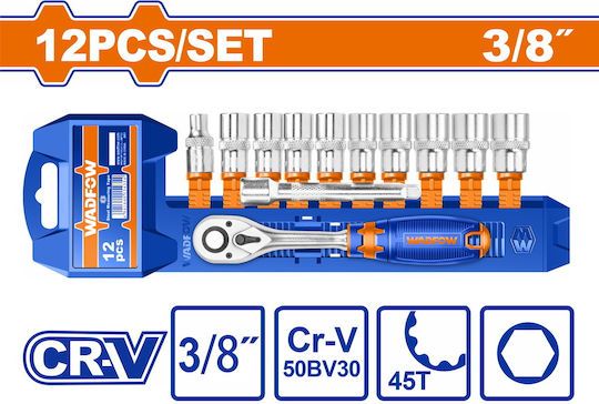 Wadfow Set Ratchet 3\8" 12pcs