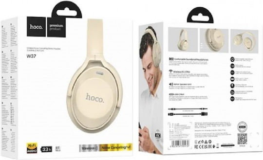 Hoco W37 Ασύρματα / Ενσύρματα Over Ear Ακουστικά με 46 ώρες Λειτουργίας Χρυσά