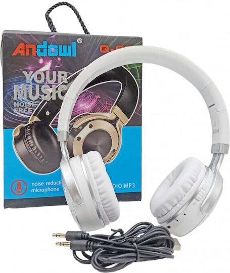 Andowl Q-69 Fără fir Bluetooth On Ear Căști cu Radio cu 7 ore de Funcționare Albe