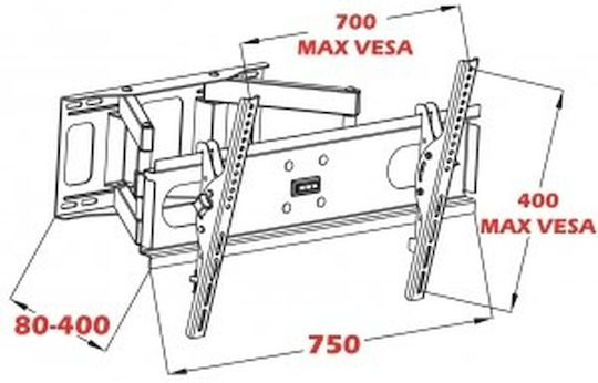 Art AR-52 AR-52 Suport TV de perete cu braț până la 70" și 60kg