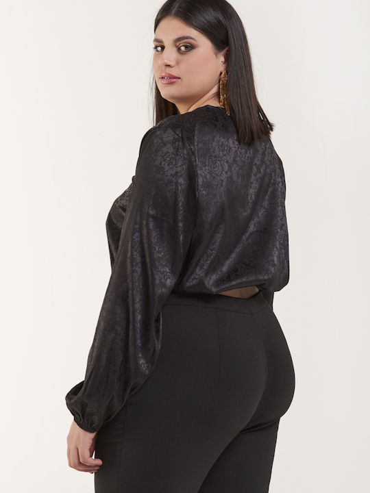 Women's Crop Top Long Sleeve Black