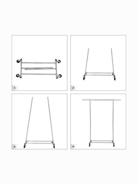 Songmics Wheeled Floor Garment Rack made of Metal Gray 92x45.4x160cm