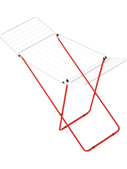 Cyclops Folding Floor Clothes Drying Rack Metallic White-Red with Hanging Length 18m