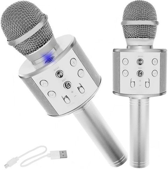 Безжичен Микрофон Караоке Q7 Bluetooth Сребрист