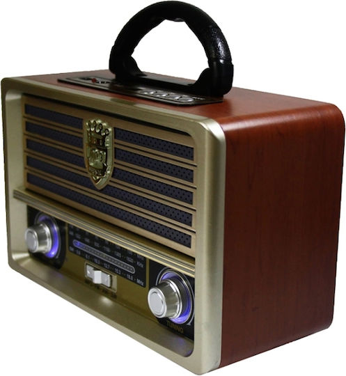 Andowl YX2022 Retro Cu alimentare la rețea cu Bluetooth și USB Maro