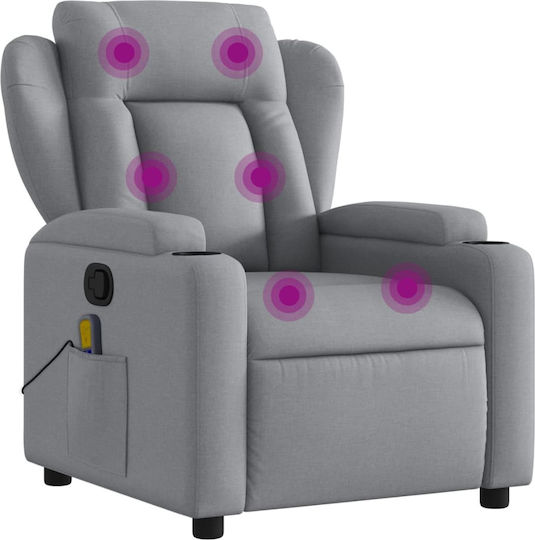 Relax Armchair Massage with Footstool Light Grey 77x94.5x100cm