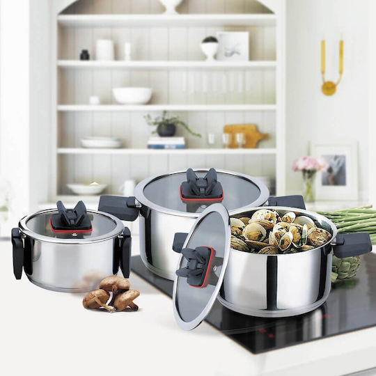 Maestro 6 Maestro Töpfe Set aus Rostfreiem Stahl Silber 3-tlg