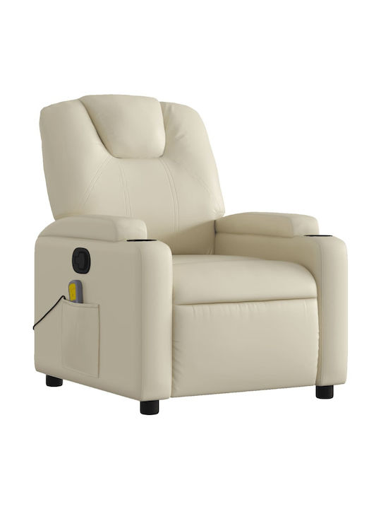 Πολυθρόνα Relax Massage με Υποπόδιο από Δερματίνη Κρεμ 74x88x97cm