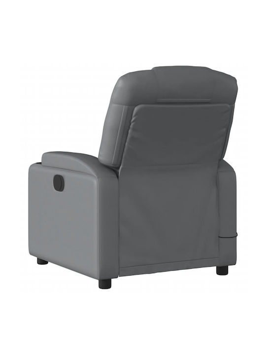 Πολυθρόνα Relax Massage με Υποπόδιο από Δερματίνη Γκρι 74x88x97cm
