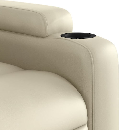 Relaxsessel Friseurwaschbecken mit Fußhocker aus Kunstleder Cream 74x89x100cm