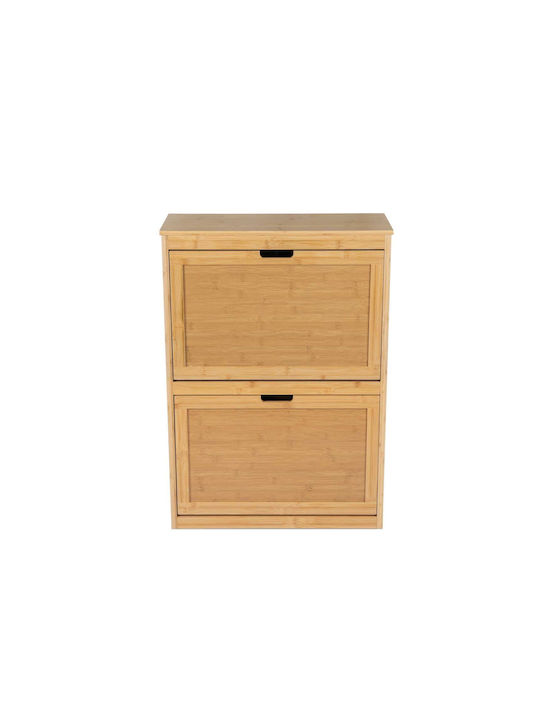 Bamboo Shoe Organizer with 2 Shelves Beige 63x24x81cm