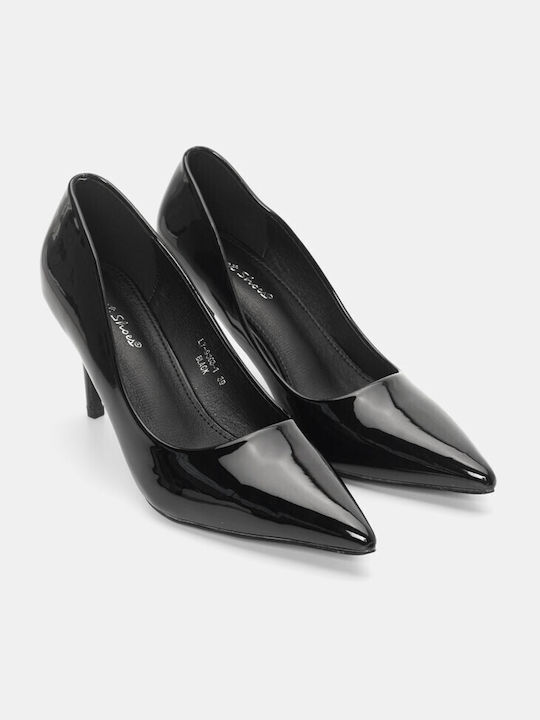 Alta Moda Patent Leather Pointed Toe Black Heels