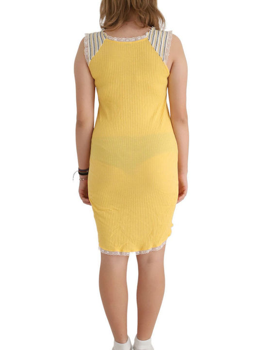 Pepita Winter Damen Nachthemd Gelb