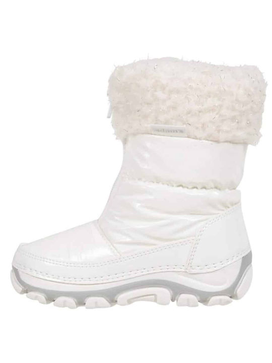 Adam's Shoes Kids PU Leather Snow Boots with Zipper White