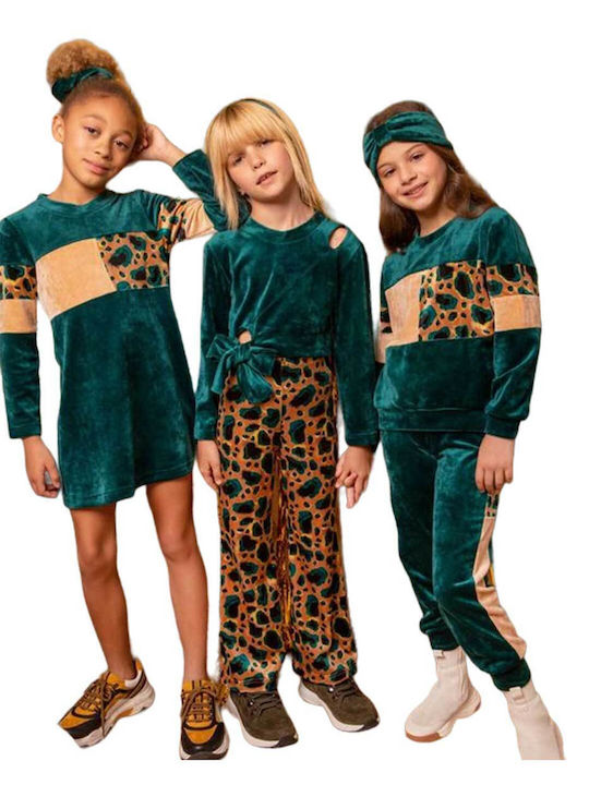 Chief Kids Dress Velvet Long Sleeve Green