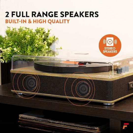 Fenton RP162 102.164 Turntables with Preamp and Built-in Speakers Light Wood