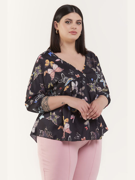 Women's Blouse with 3/4 Sleeve Black