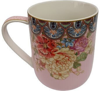Καρβούνης Flowers Κούπα από Πορσελάνη Ροζ 380ml