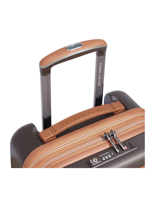 Delsey Chatelet Air Cabin Hard Suitcase Brown With 4 Wheels Height 55cm