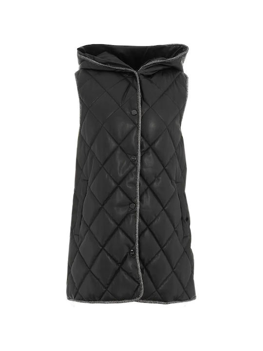 Women's Short Puffer Jacket for Winter Black