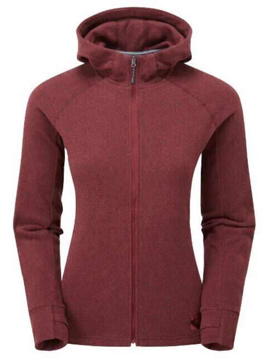 Fleece Γυναικεία Ζακέτα σε Μπορντό Χρώμα