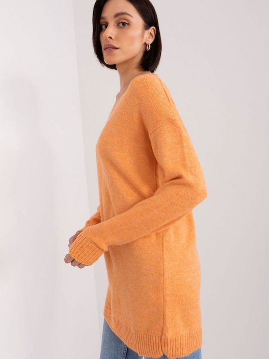 Rue Paris Damen Langarm Pullover orange