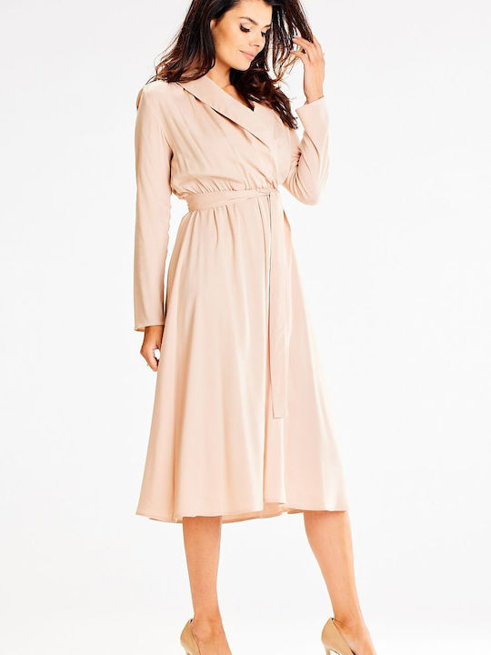 Awama Midi Kleid Beige